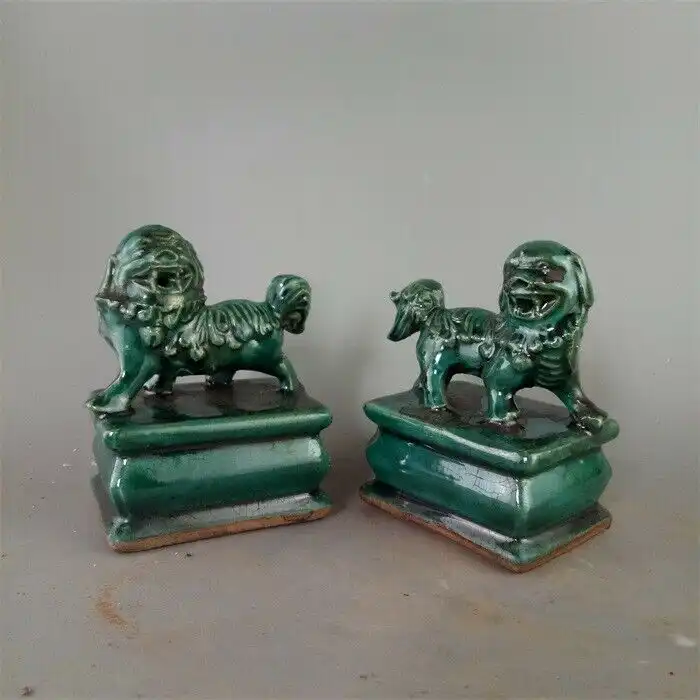 Foo dog statues size comparison showing 3.94 inch height perfect for home decor and feng shui placement.
