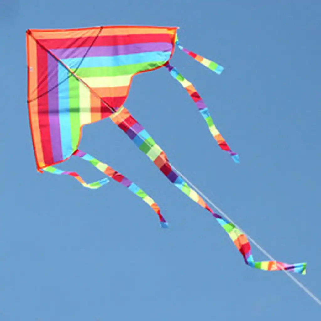 Triangle kite folded for easy storage and transportation showing compact portable design.