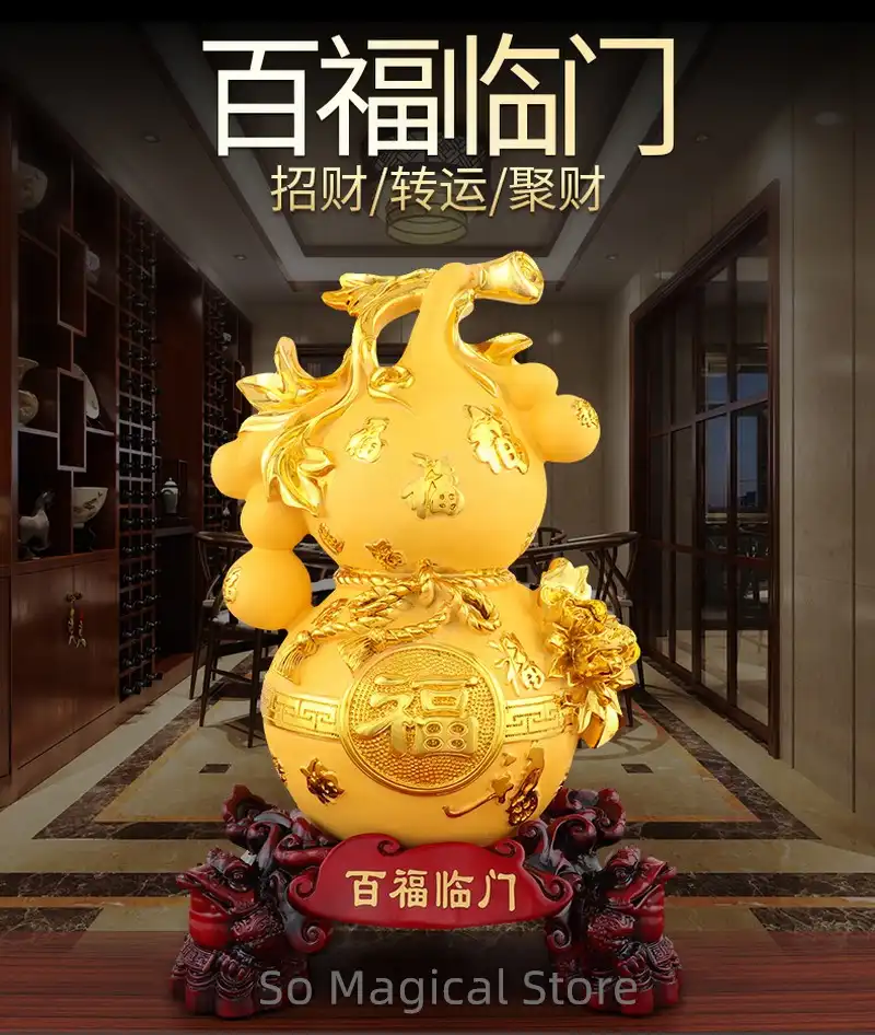 Wu lou gourd ornament placed on modern living room table with home decor styling.