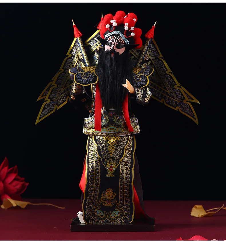 Office desk display featuring traditional Chinese opera figurine as cultural ornament.