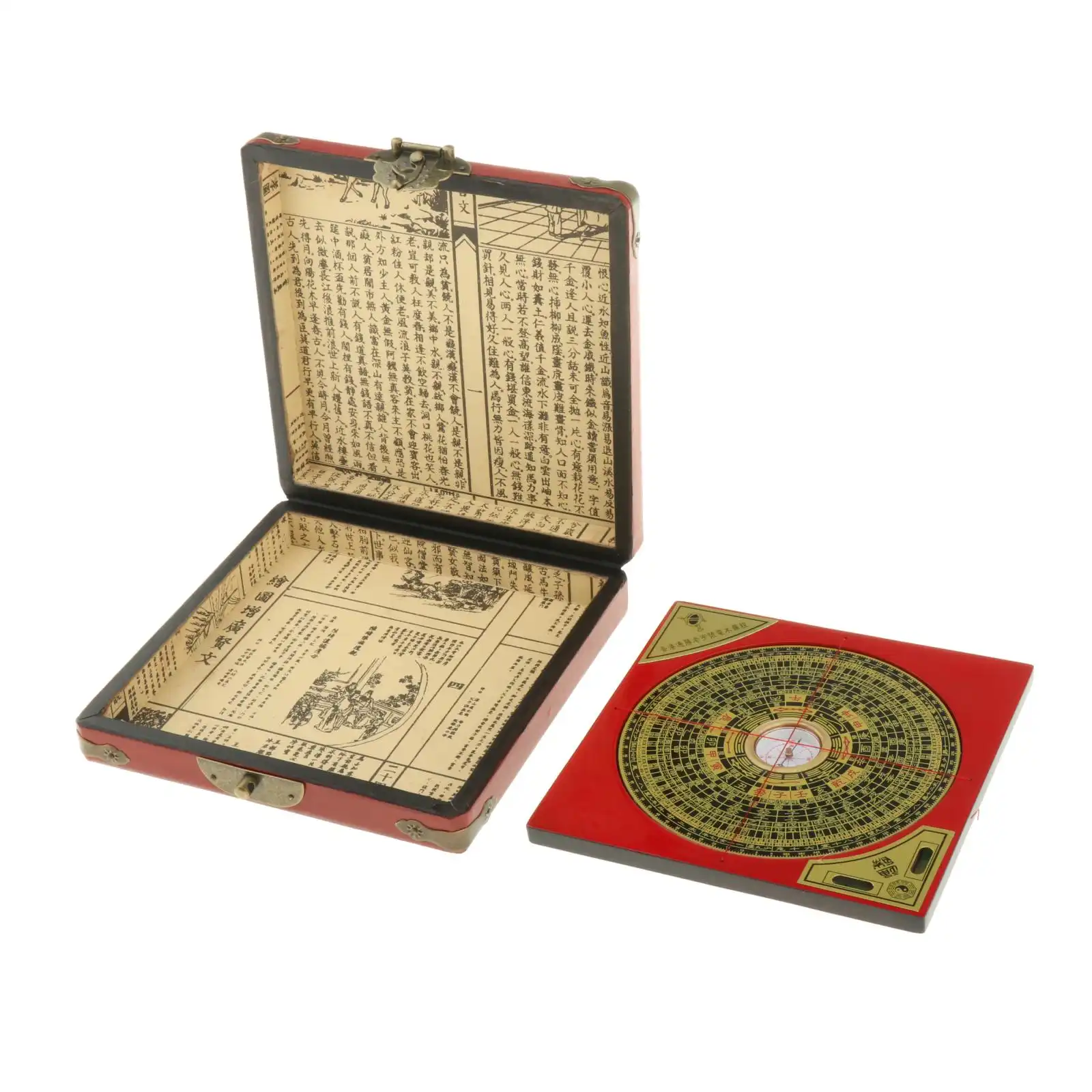Large Bagua Luopan compass with yin yang center design and traditional Chinese markings.