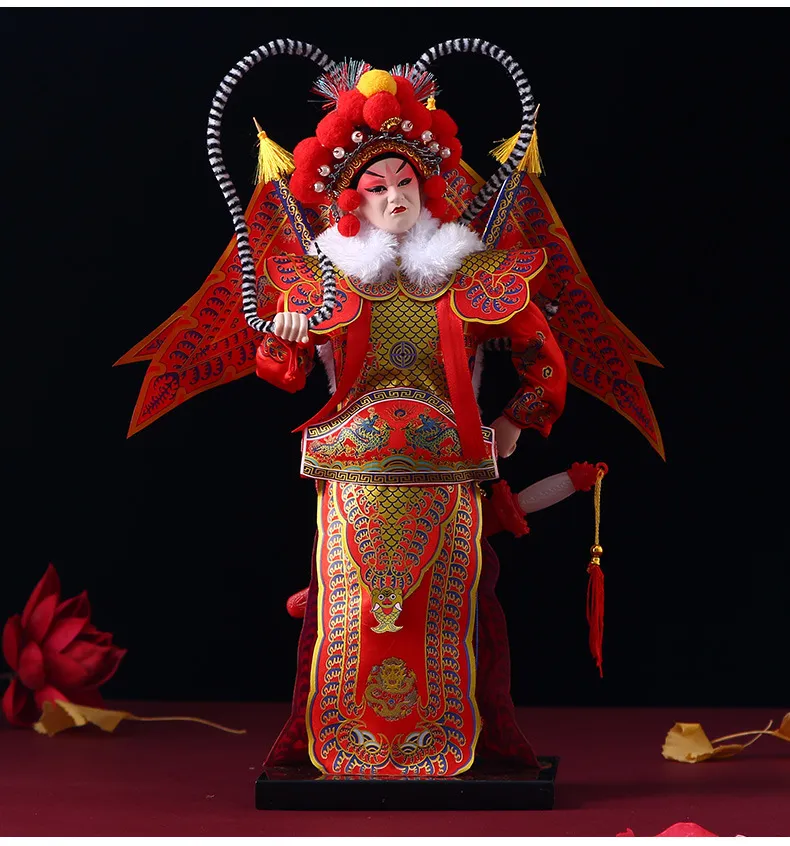12-inch Chinese opera silk doll size comparison with household items for scale reference.