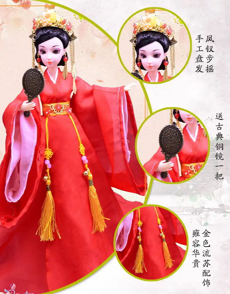 Ancient dress doll showing soft rubber material construction and quality.