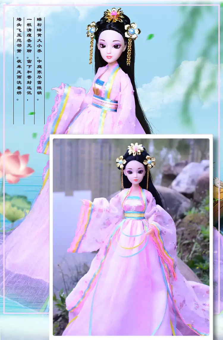 Court concubine doll displayed in traditional setting highlighting cultural authenticity.