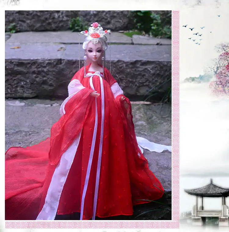 Princess simulation doll displaying traditional Chinese court jewelry and accessories.