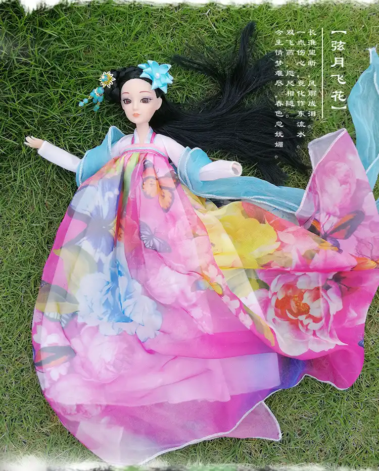 Chinese court doll face from different angle highlighting authentic facial features.