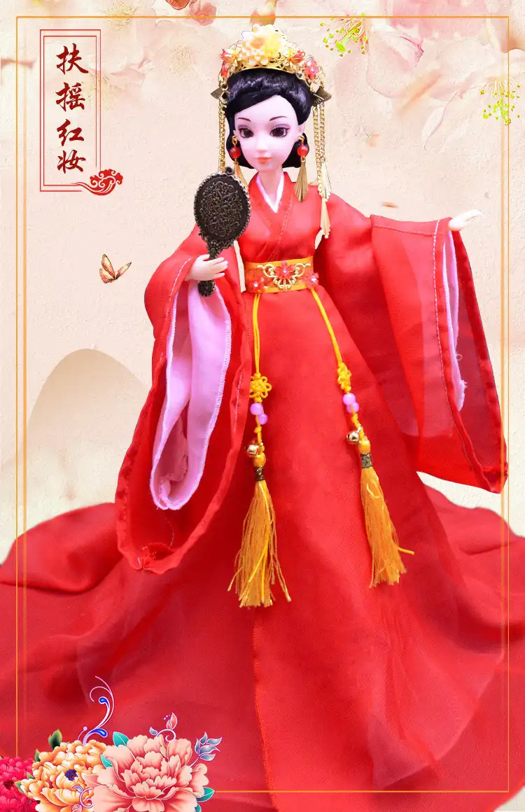 Imperial concubine doll wearing complete court fairy suit with all accessories.