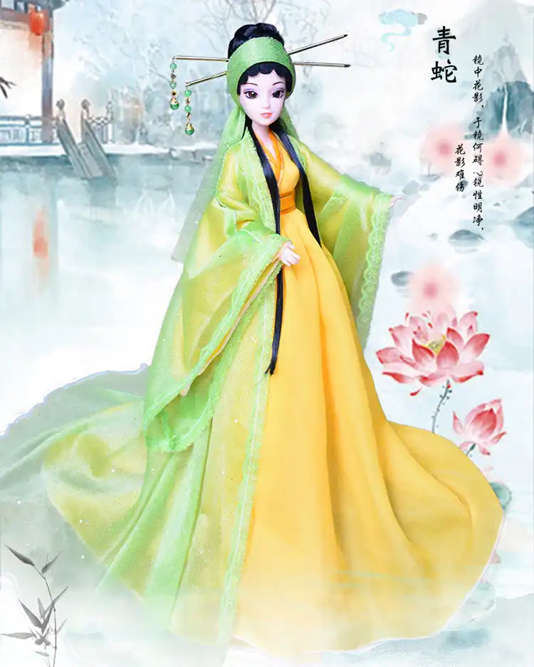 Close up of court costume details showing intricate traditional Chinese styling.