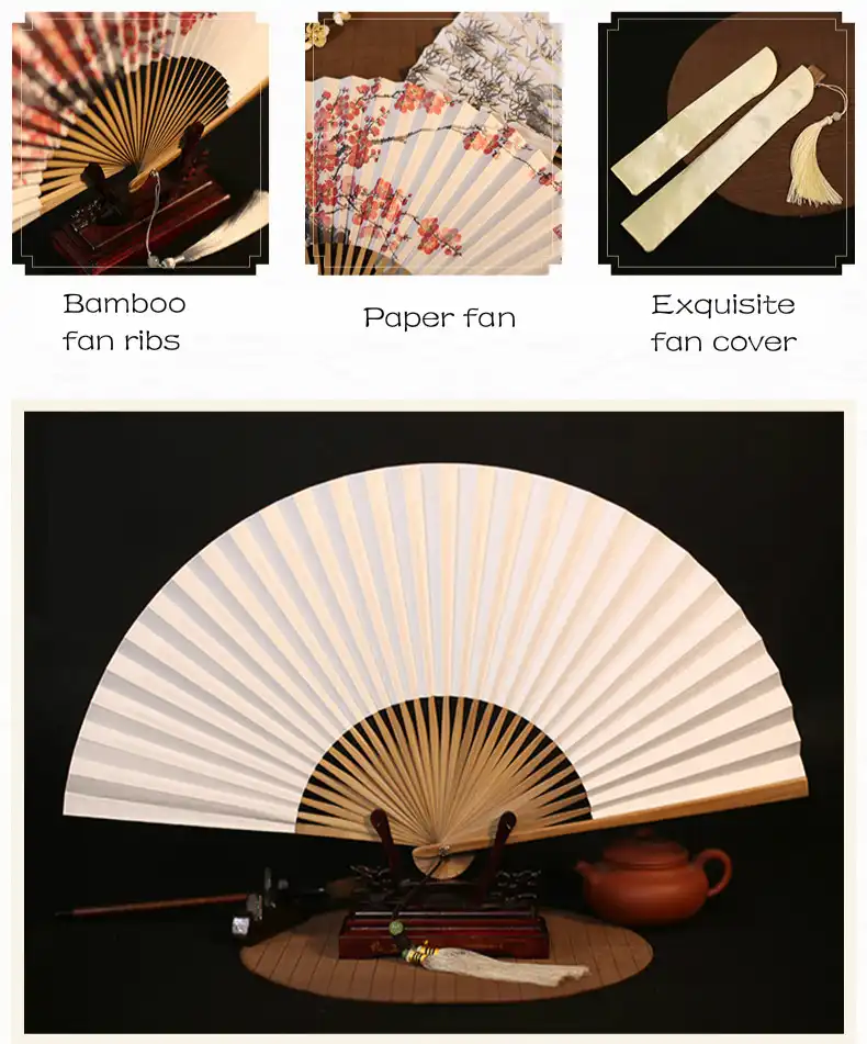 Paper folding fan displayed in drama performance setting showing cultural and theatrical applications.