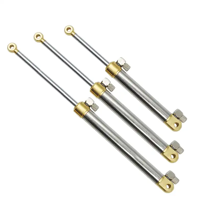 Bright silver finish hydraulic cylinder parts displaying corrosion resistant stainless steel construction.