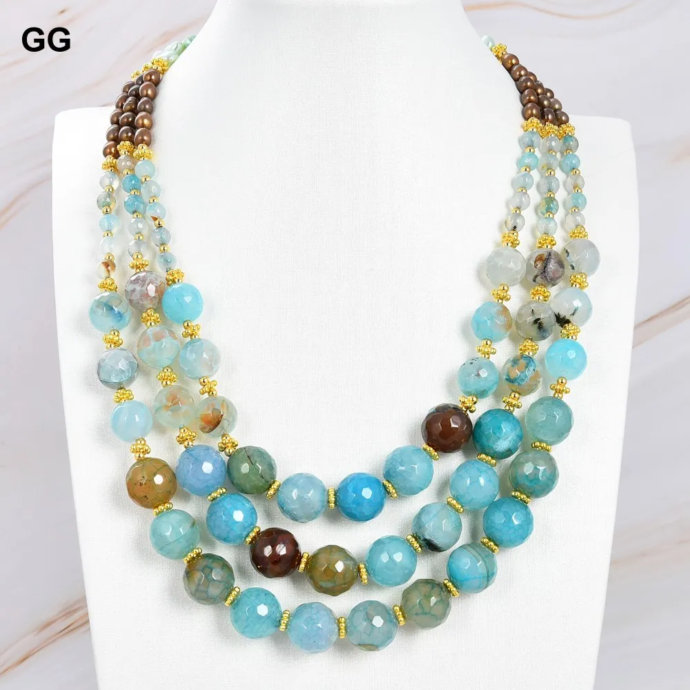 Bohemian style 18 inch pearl necklace showing adjustable length and layered design.