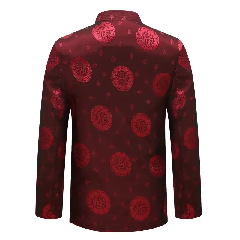 Tang suit jacket displayed flat highlighting vintage oriental design elements and tailoring craftsmanship.