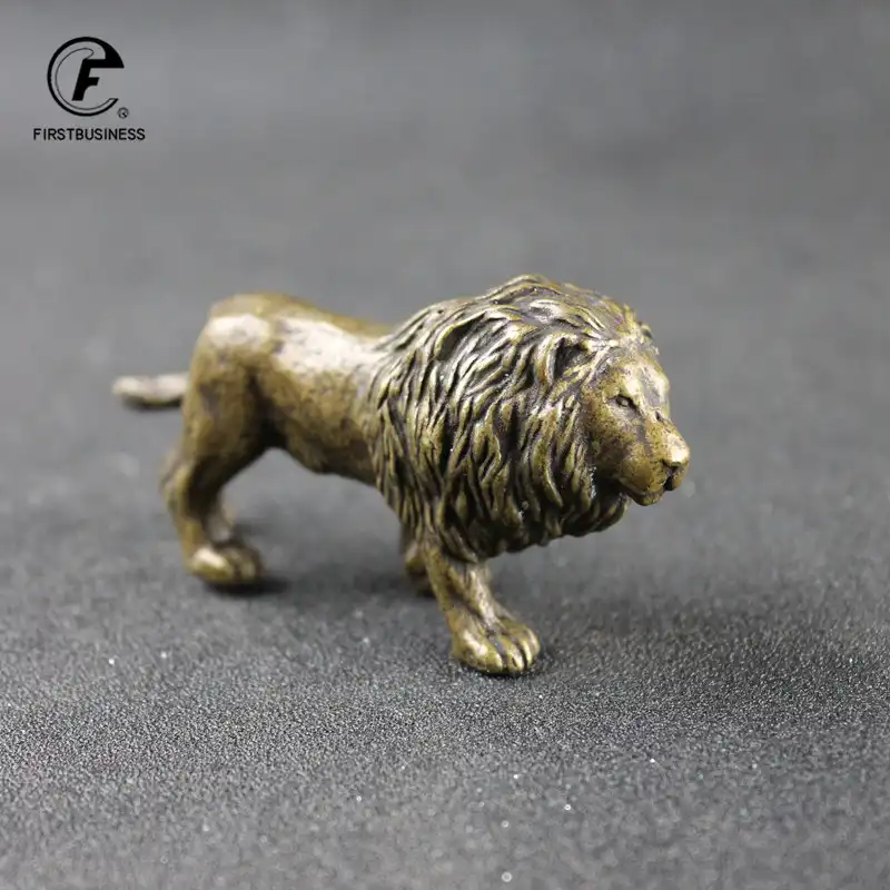 Bronze foo dog miniature gift presentation in elegant home decor context.