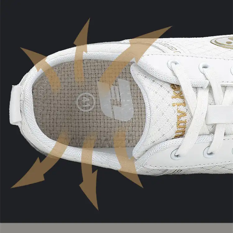Cow muscle outsole grip pattern providing traction for martial arts footwork and balance.