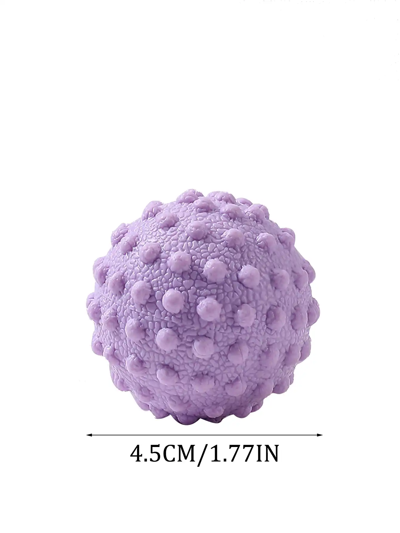 TPR massage ball for back relief, side angle on white background..