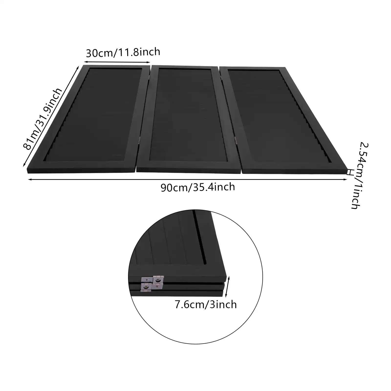 Close-up view of iron hinges connecting folding panels of Chinese room divider screen.