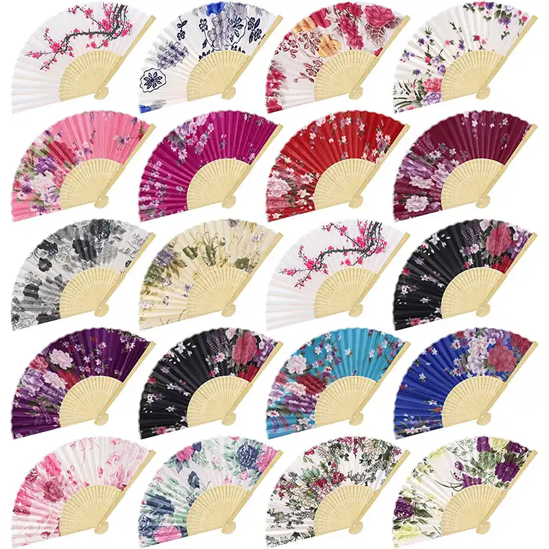 Close up detail of flower pattern print on silk fabric showing vibrant colors and artistic design.