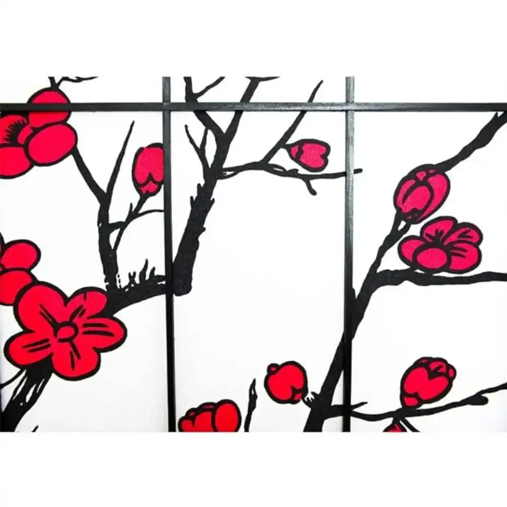 8-panel plum blossom screen room divider showing Asian Japanese Shoji style in modern living room.