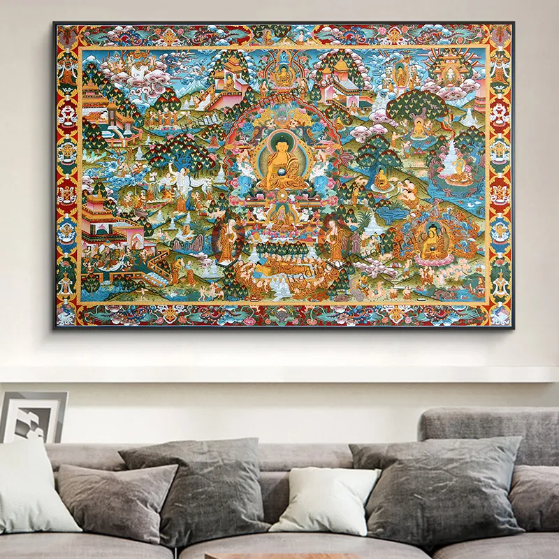 High-quality Thangka canvas print rolled in protective tube packaging for safe shipping.