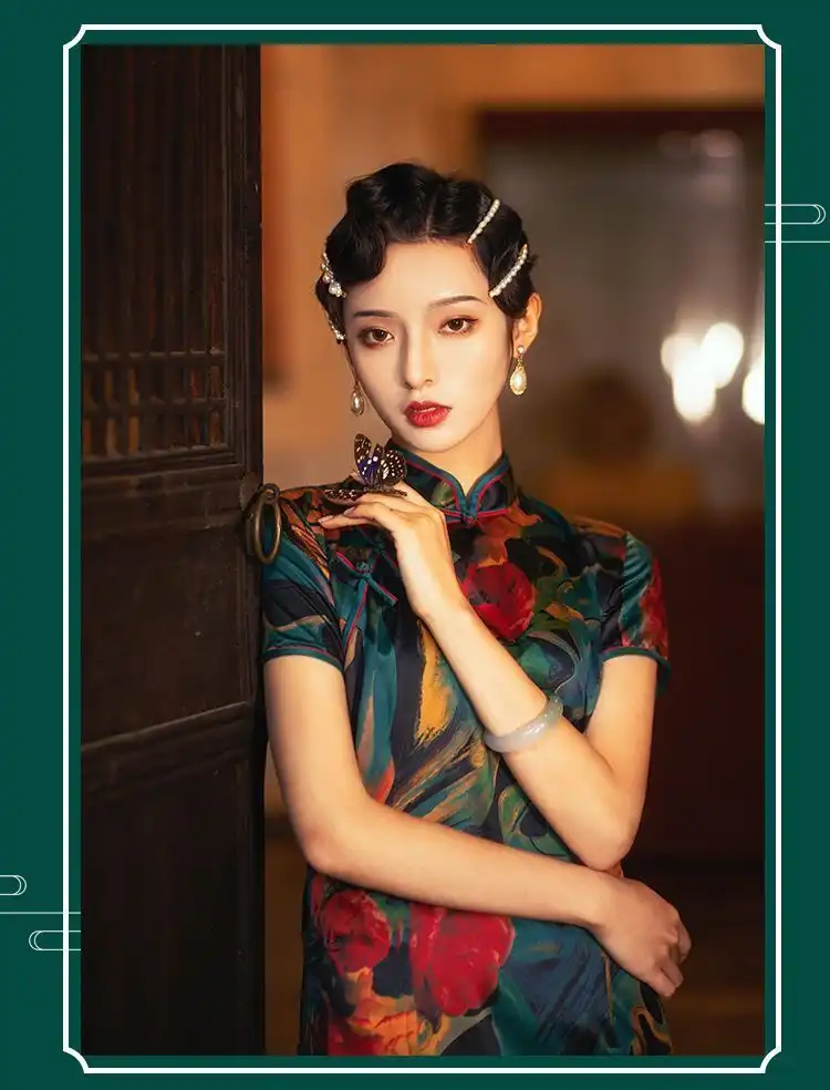 Back view of Old Shanghai qipao showing long elegant silhouette and quality construction.