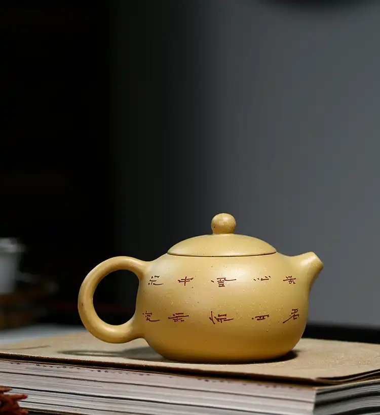 Xi Shi teapot spout and handle detail showcasing graceful curves and ergonomic construction.