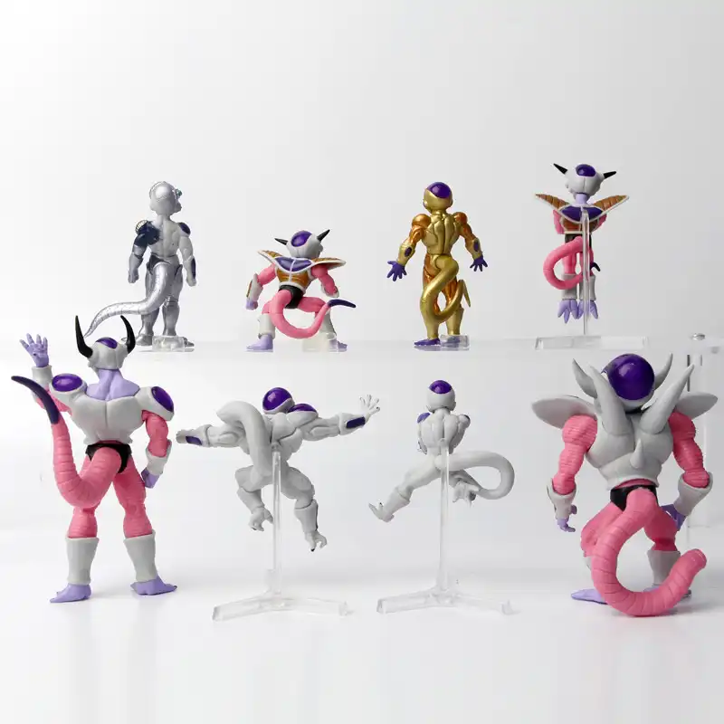 Frieza anime action figure in vibrant PVC, front view on white background..
