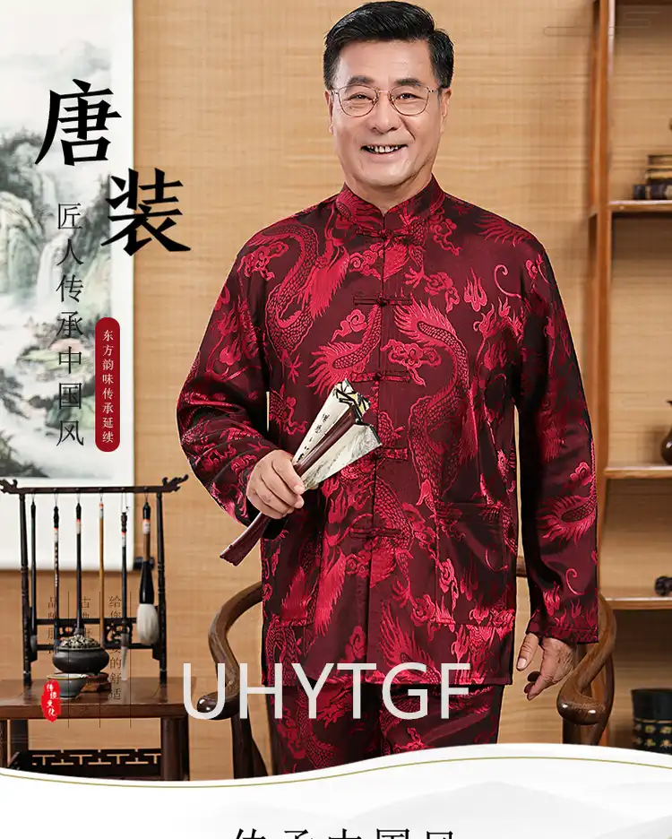 Tang suit lifestyle photography showing modern man incorporating traditional wear into daily wardrobe.