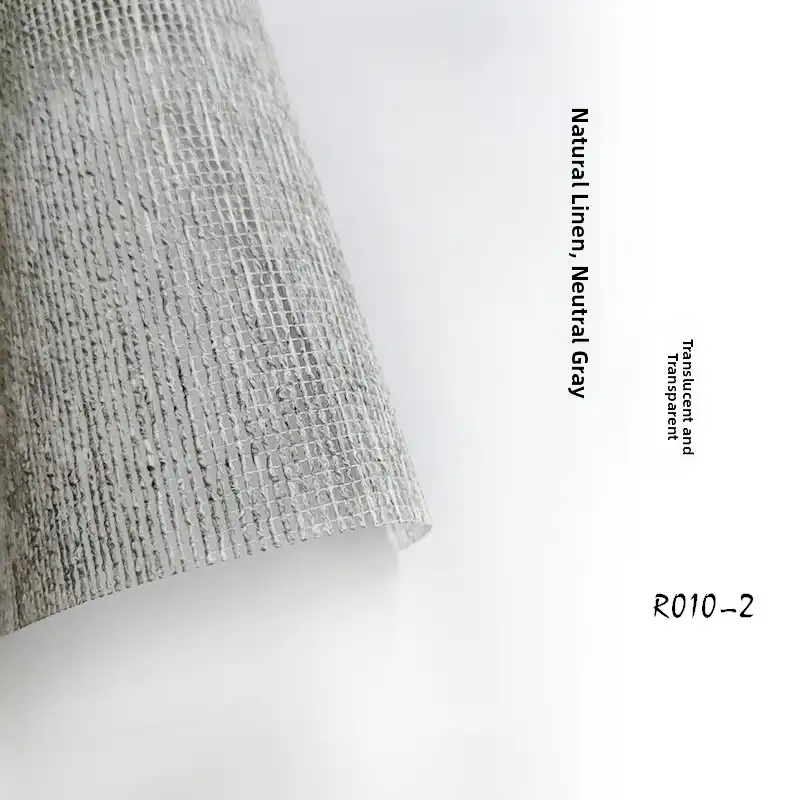 Chinese hemp bamboo hanging curtain screen divider in modern tea room interior setting.