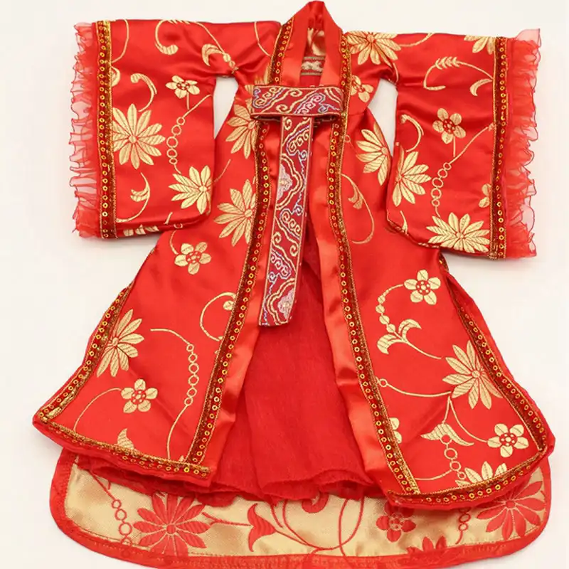 Detail shot of Hanfu dress sleeves and collar showing authentic Chinese ancient clothing features.