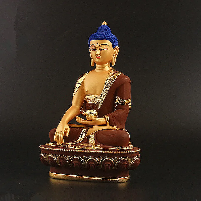 21cm bronze plated Shakyamuni Buddha statue resin meditation home decor zen spiritual art.