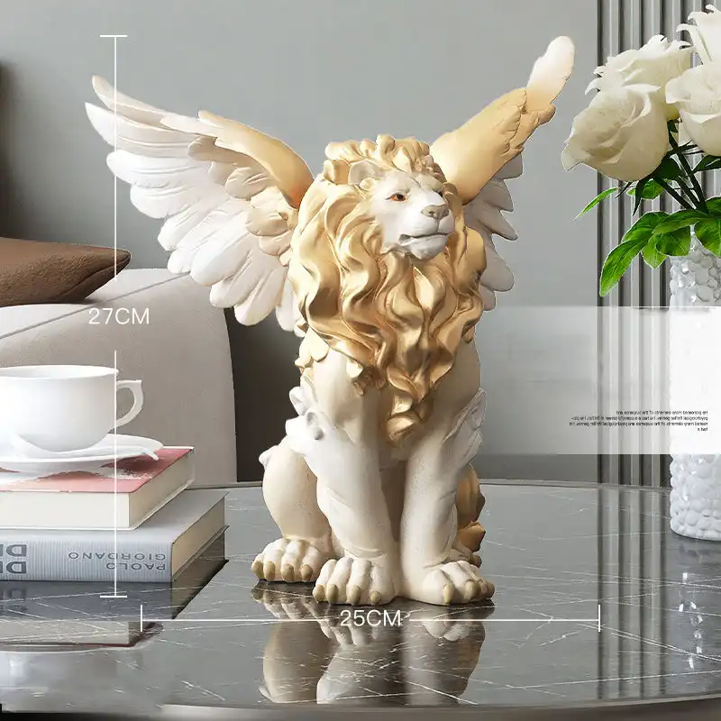 Side profile of Nordic lion sculpture highlighting elegant proportions and smooth finish quality.