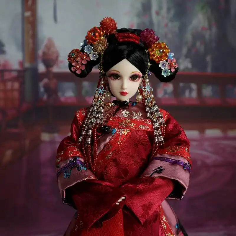 Chinese Costume BJD Doll 30cm front view showing traditional dress and professional makeup.