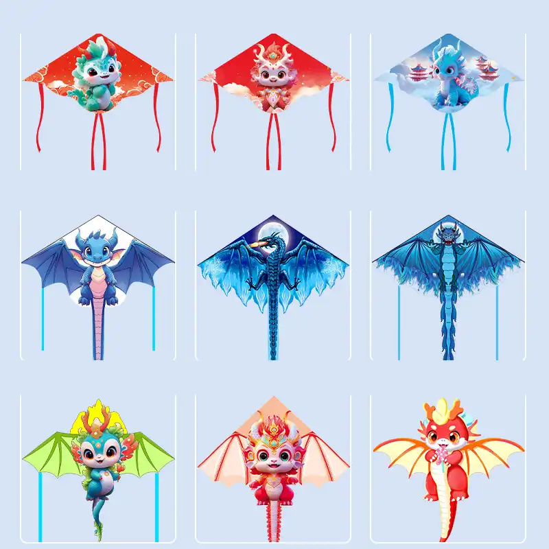 Family flying huge dragon kite in open field demonstrating easy operation for all ages.