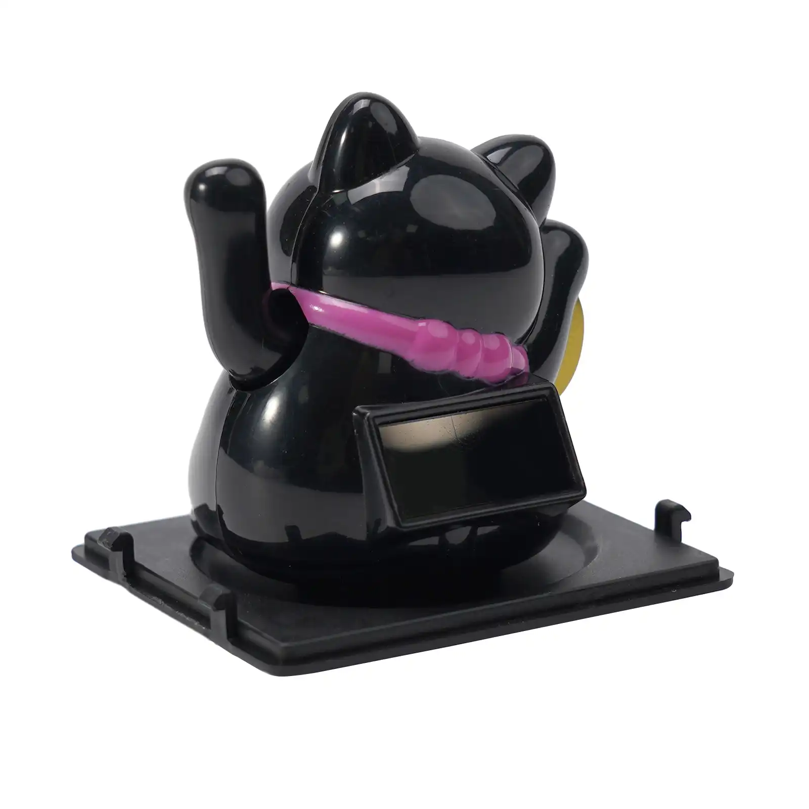 Solar powered waving cat ornament suitable for office desk decoration.