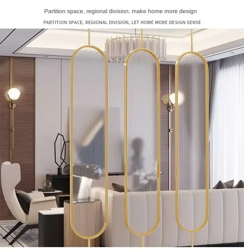Installation view of rotatable glass screen partition showing detailed assembly process steps.
