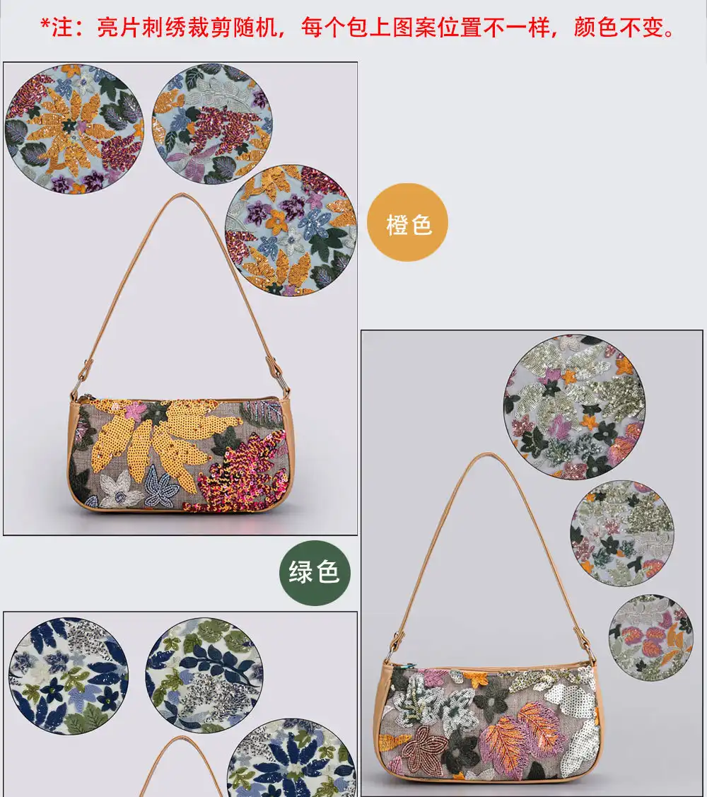 Multiple angle view showcasing floral pattern distribution and sequin light reflection.