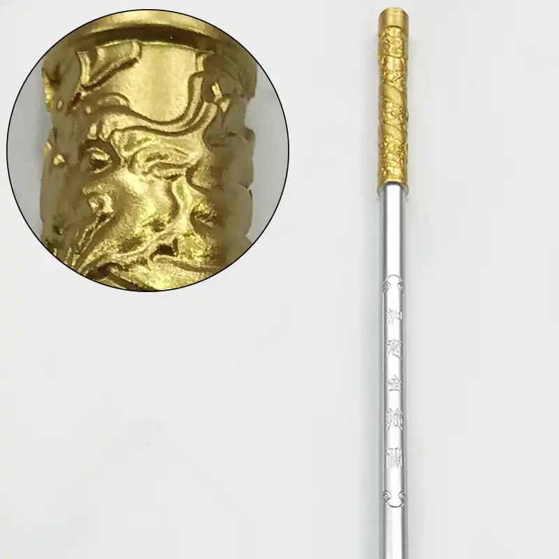 Golden Cudgel cosplay prop in action pose showing flexibility and safe PU foam material.