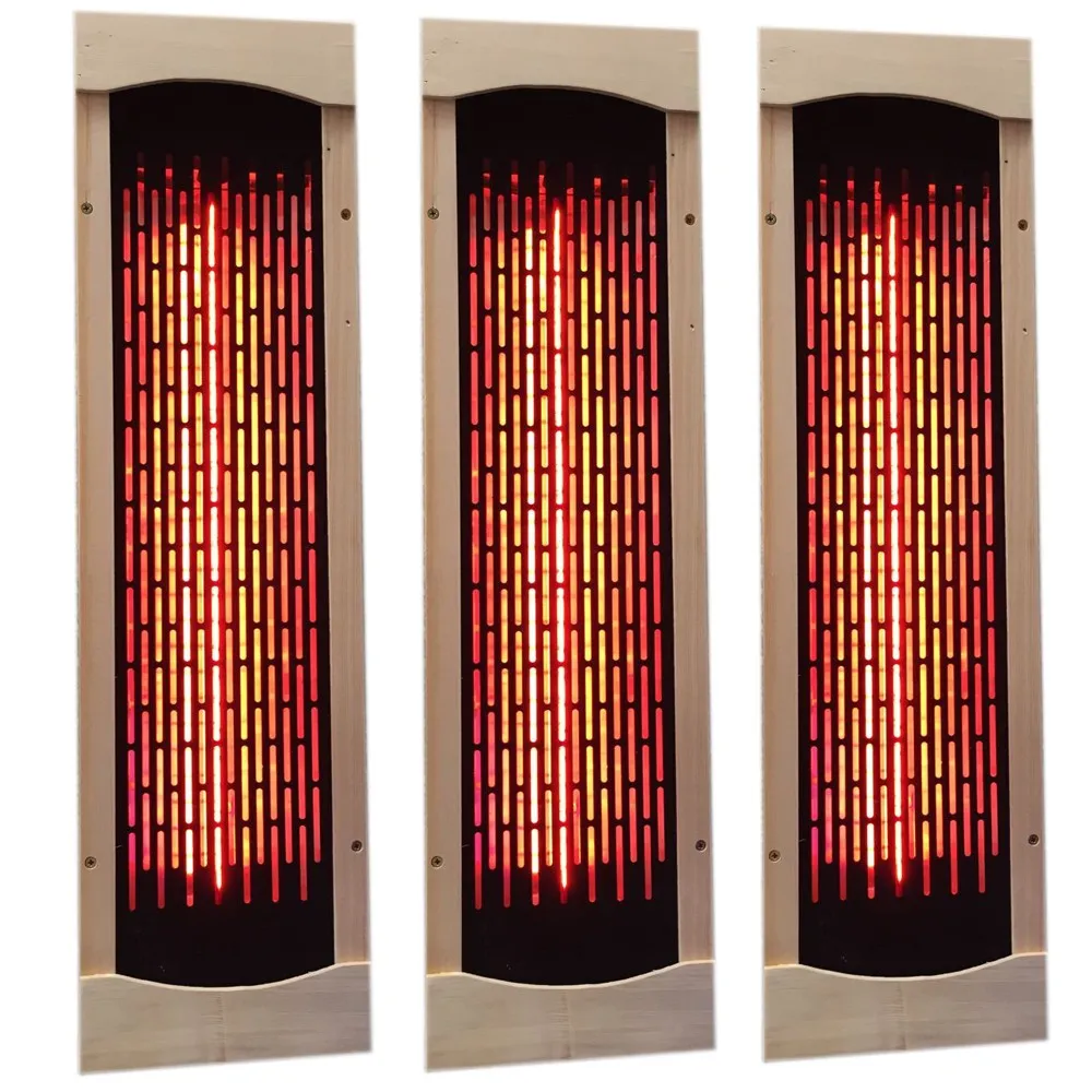 Professional installation of ceramic heater panel inside home sauna room interior.