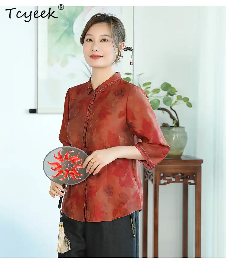 Close-up of premium silk collar and neckline construction with traditional craftsmanship.
