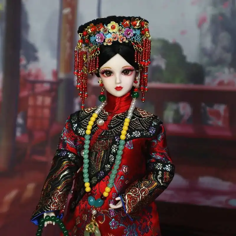 Detail shot of traditional Chinese costume fabric showing authentic patterns and decorations.