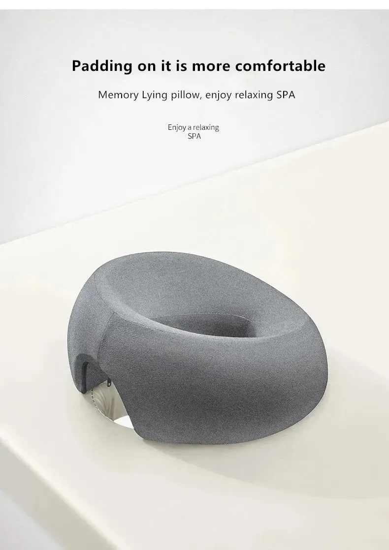 Close-up view of memory foam core showing contoured design for neck support and comfort.