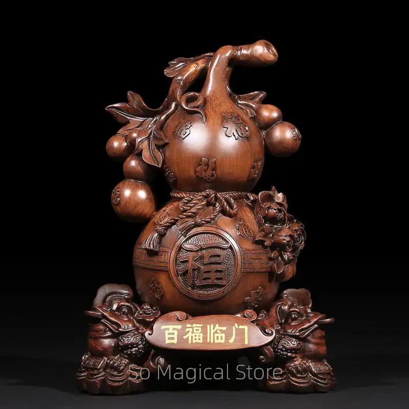 Wu lou feng shui ornament in elegant gift box packaging for housewarming present.