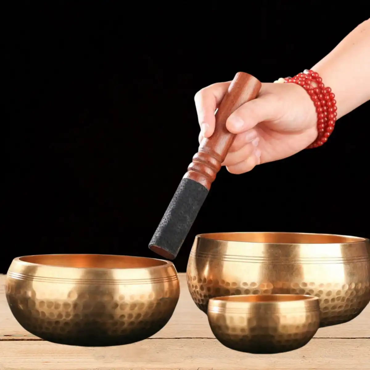 Close-up detail of traditional brass and metal construction with authentic Buddhist design.