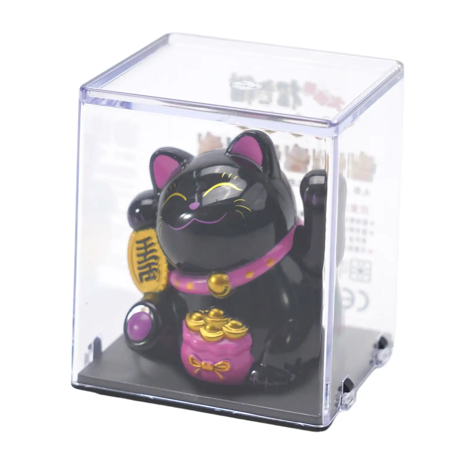 Lucky cat dashboard ornament installed on car dashboard showing size comparison.
