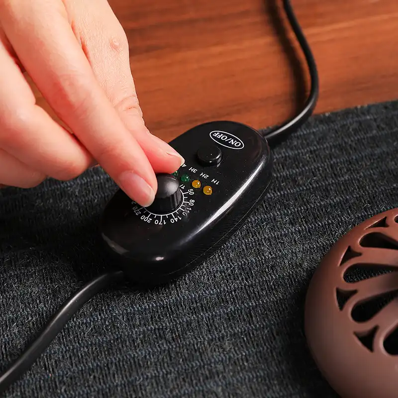 Electronic essential oil lamp creating peaceful ambiance in modern home living room setting.