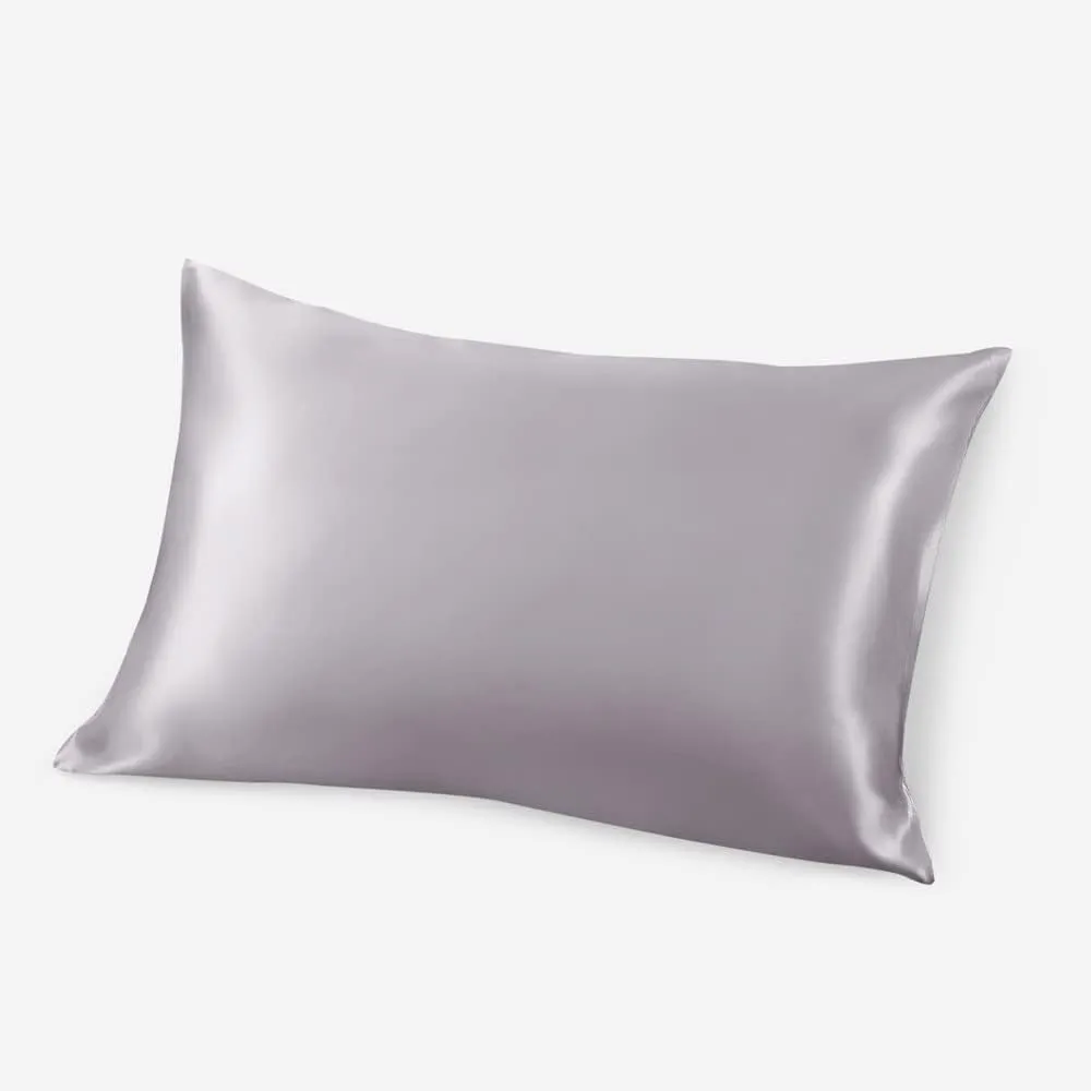 Pure mulberry silk pillowcase with hidden zipper closure showing premium Grade A quality texture.