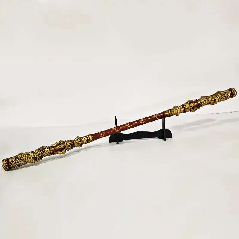 Black Myth Wukong cudgel replica positioned for home decoration and display presentation.