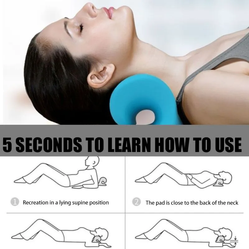 Cervical neck stretcher traction device showing ergonomic design for pain relief therapy.