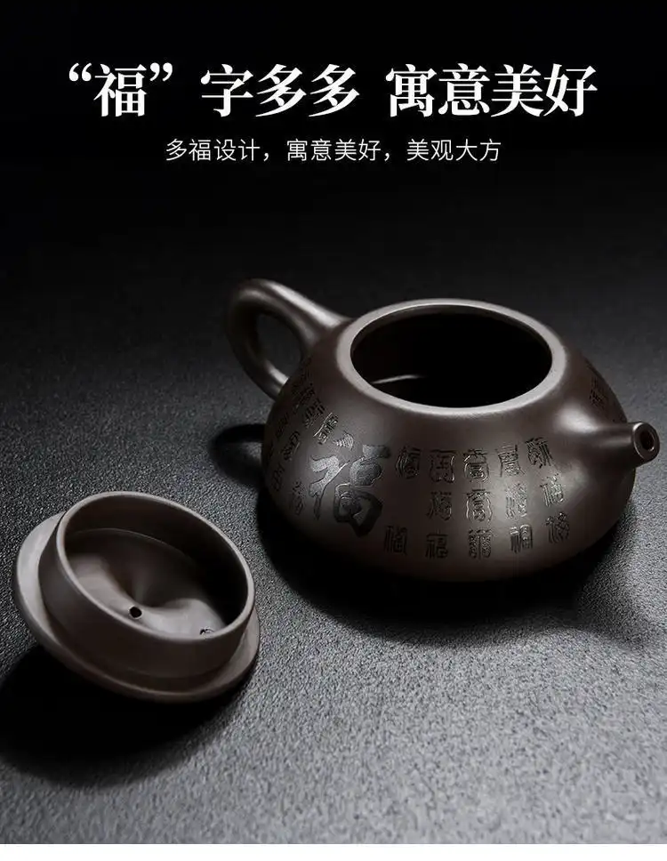 Raw ore clay teapot collection showing authentic black finish alongside other traditional colors.