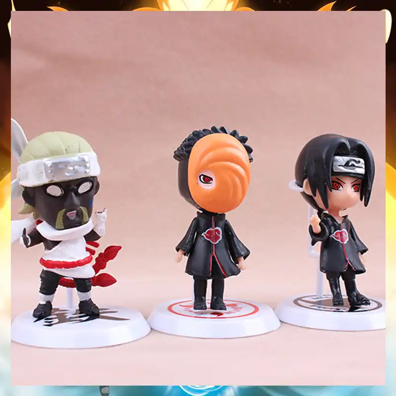 6-piece Naruto figure set, arranged together in collection..